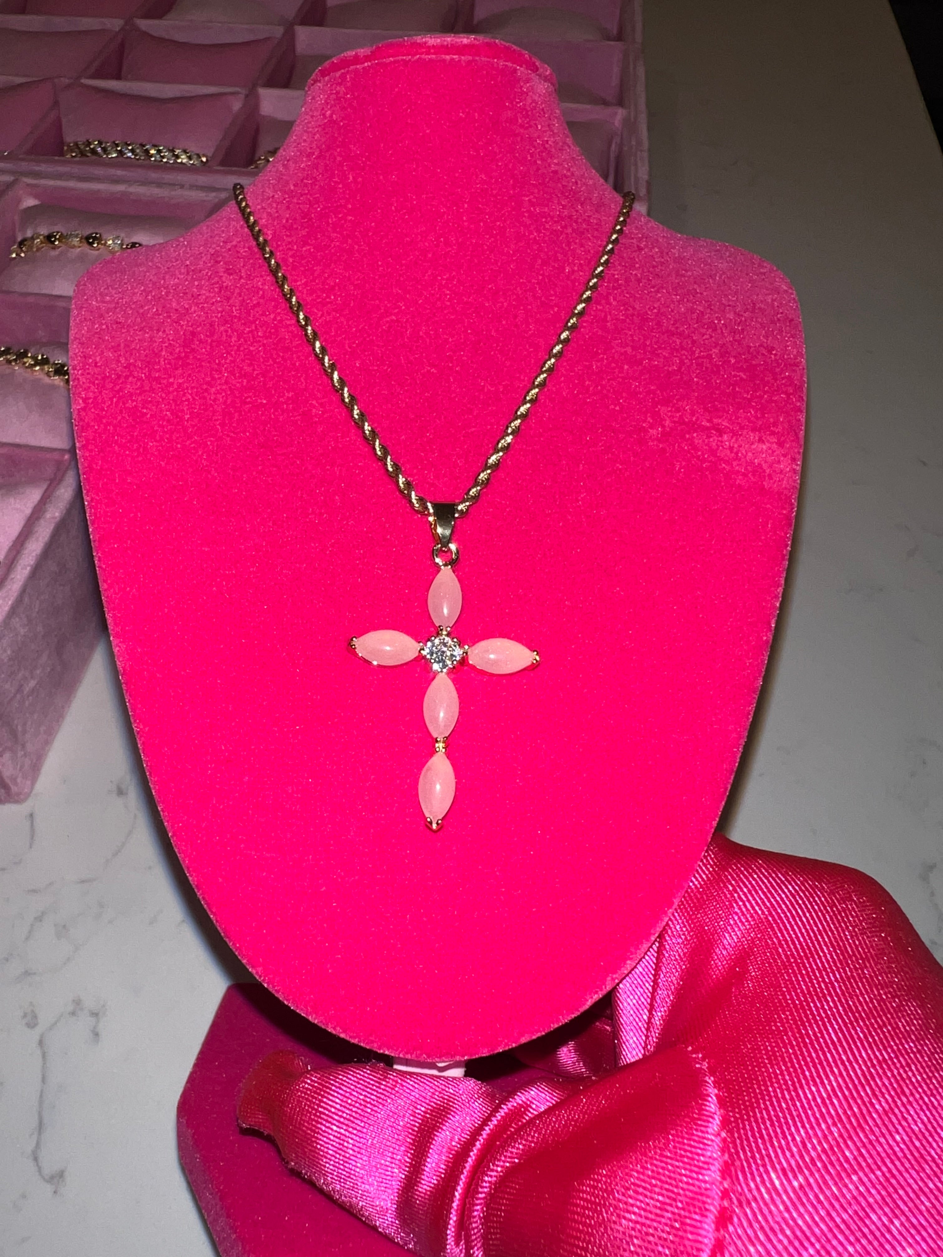Pink Jade Cross