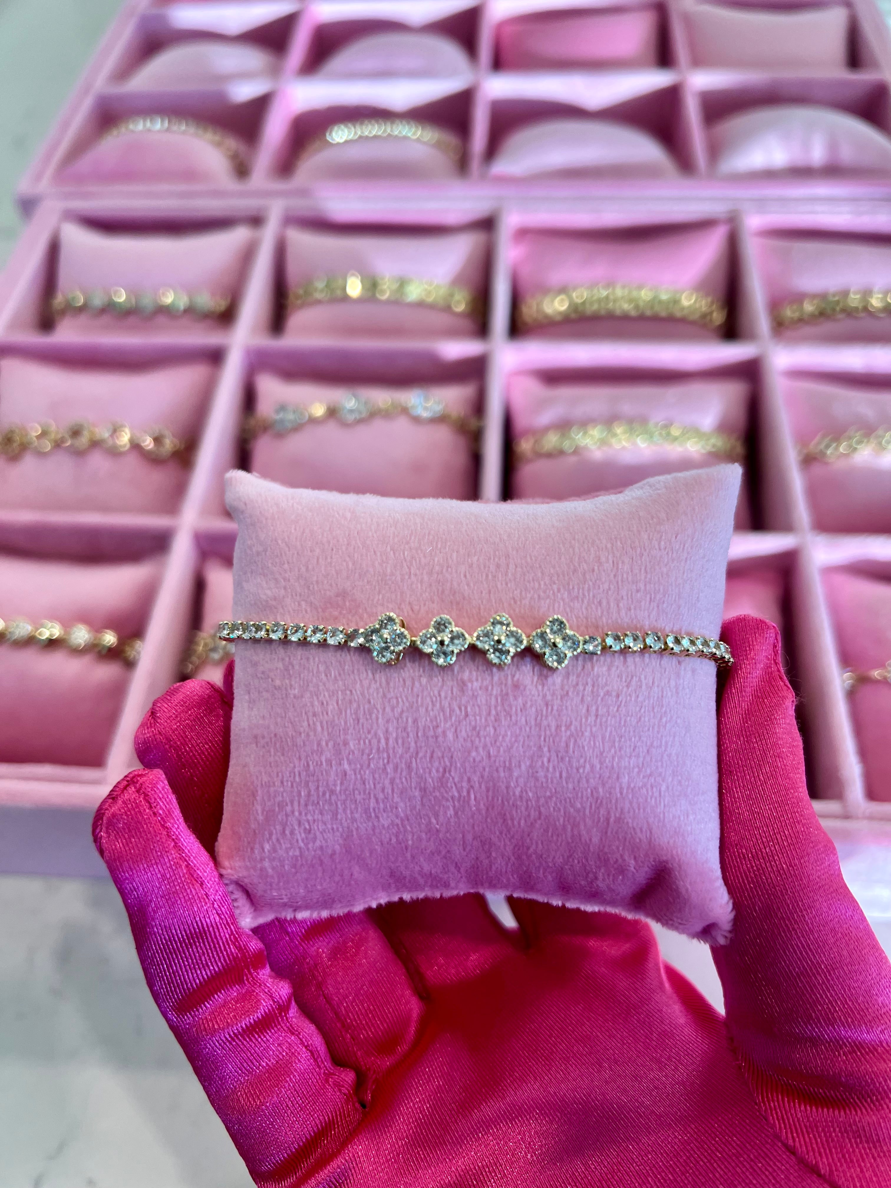 4 Clover - Gold Plated CZ Bracelet