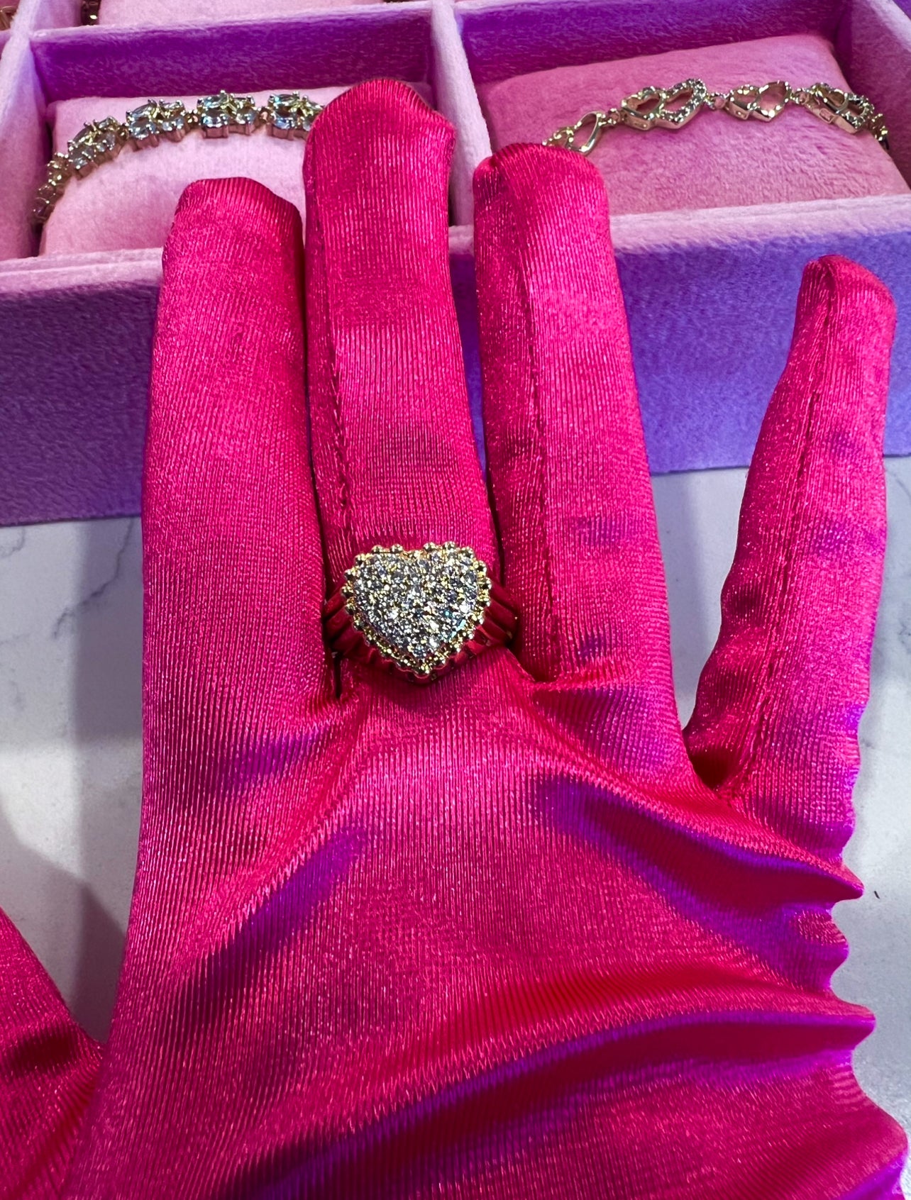 Queen of Hearts - Gold Plated CZ Heart Ring