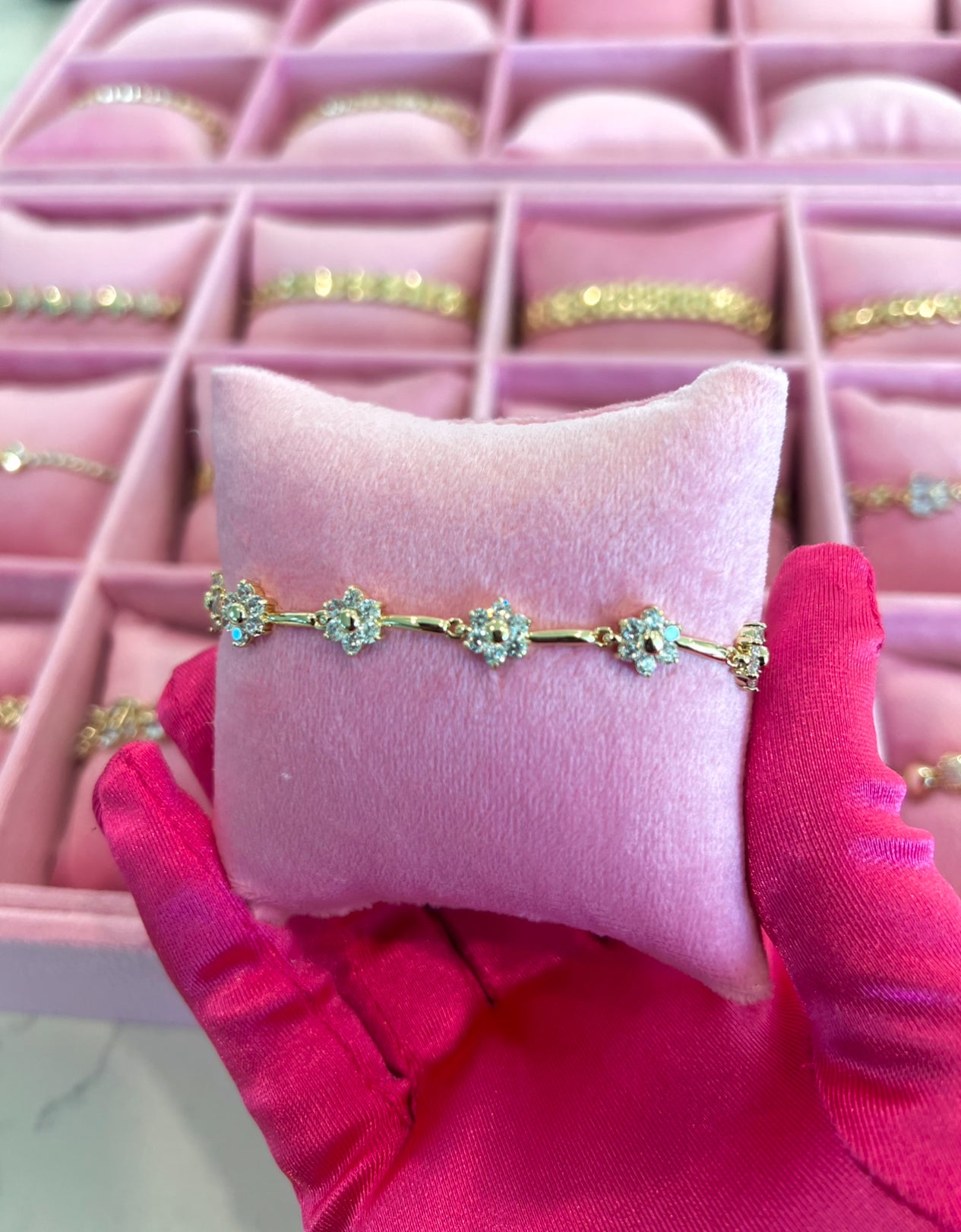 Like a Flower - Gold Plated CZ Flower Bracelet
