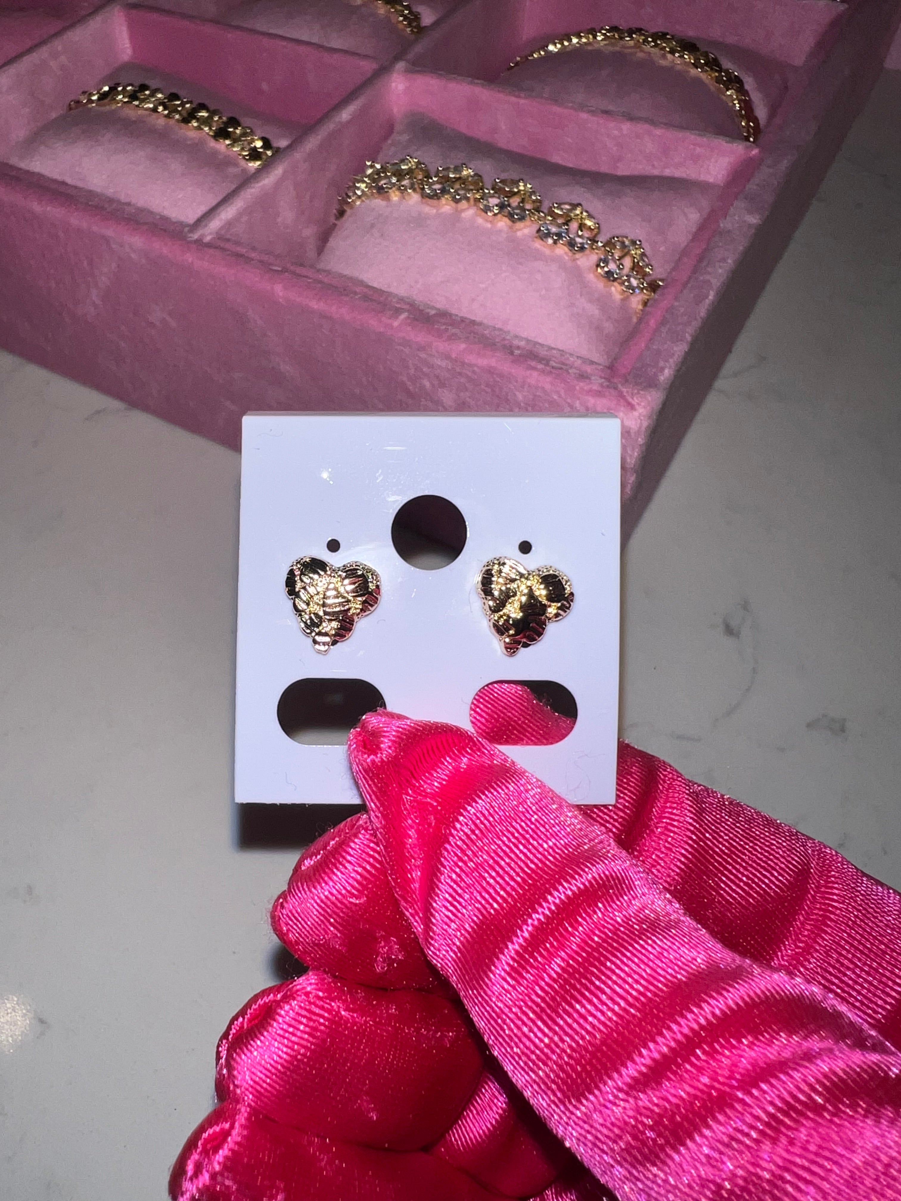 Small Heart Nugget Earrings