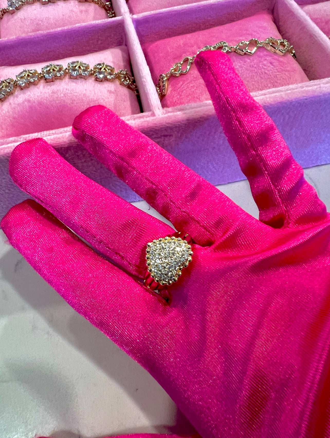 Queen of Hearts - Gold Plated CZ Heart Ring